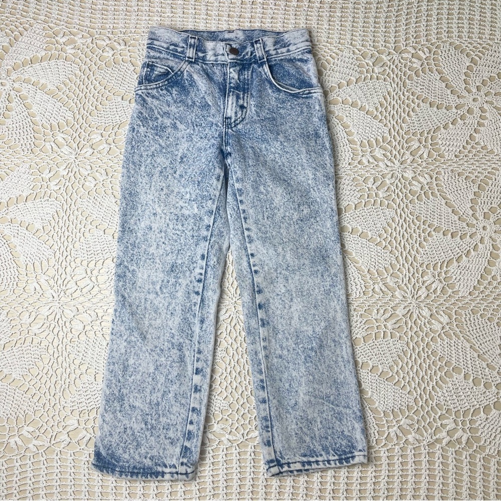 Vintage 1980s Fox Hollow Boys 8 Slim Acid Wash Denim High Waist Rad Jeans